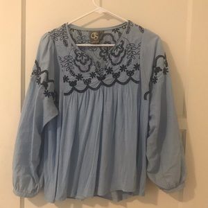 Anthropologie long sleeve embroidered top